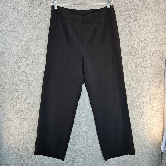 Misook Black Crepe Side Zip & Button Straight Leg Casual To Dressy Pants Sz M. - Picture 2 of 11